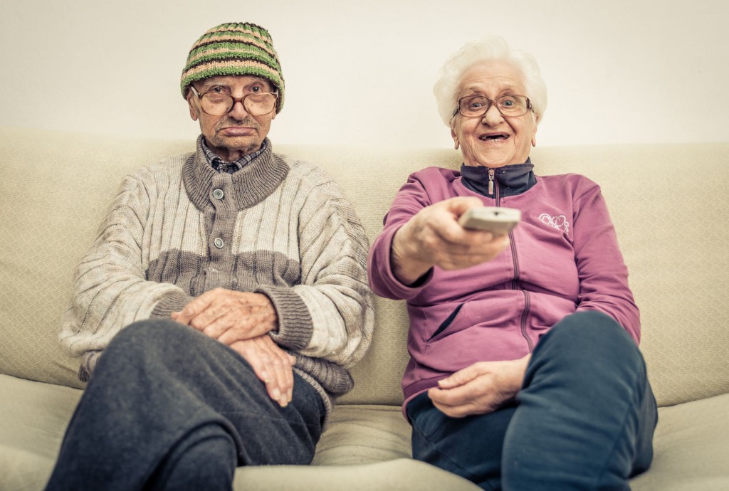 old people watching TV