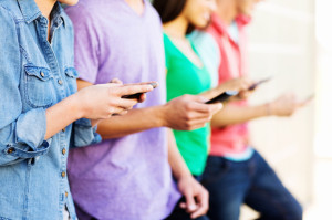 Friends Text Messaging Through Smart Phone