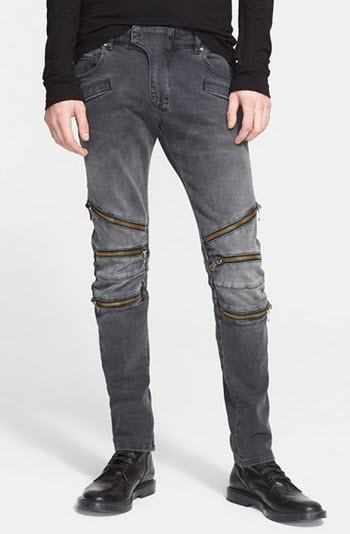 balmain moto jeans